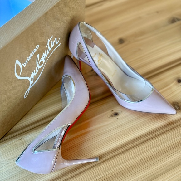 Christian Louboutin Cosmo 554 85 Nude Patent Stiletto | NEW IN BOX | Size 38 - Picture 1 of 9